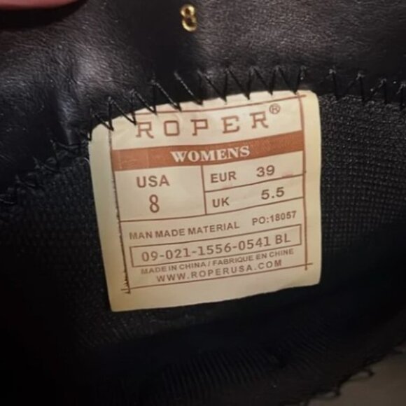 Roper Black and White Heeled Boots with Embroidery - Picture 5 of 5